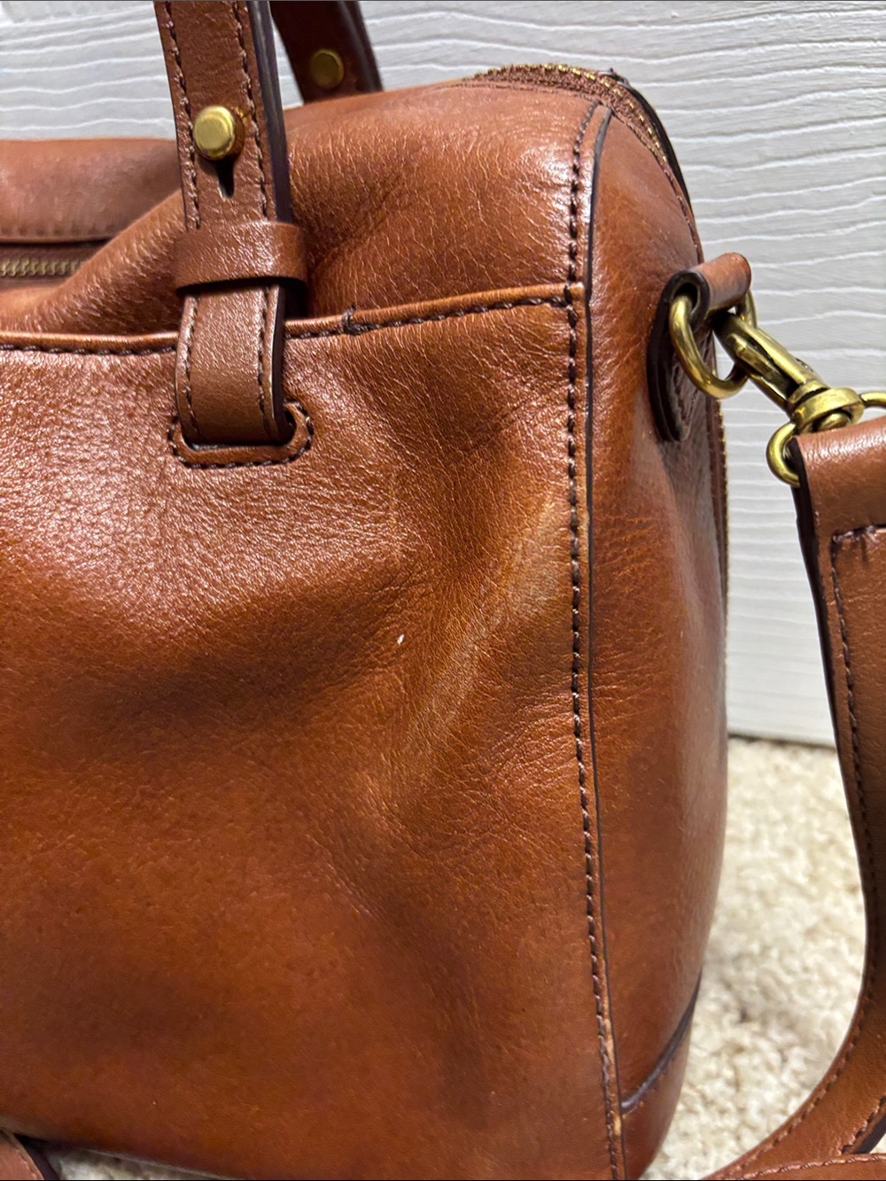 Fossil Brown Leather Crossbody Satchel - Picture 6 of 7